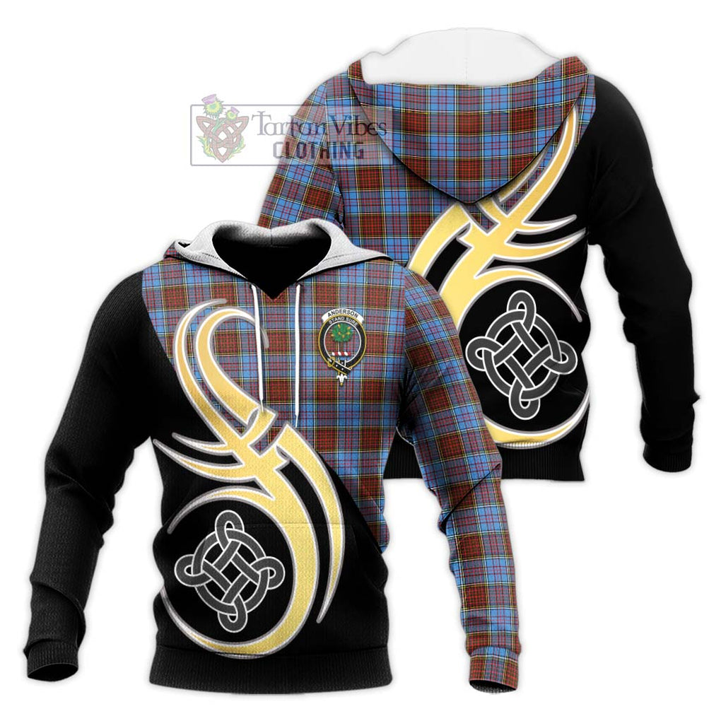 Anderson Modern Tartan Knitted Hoodie with Family Crest and Celtic Symbol Style Unisex Knitted Pullover Hoodie - Tartan Vibes Clothing