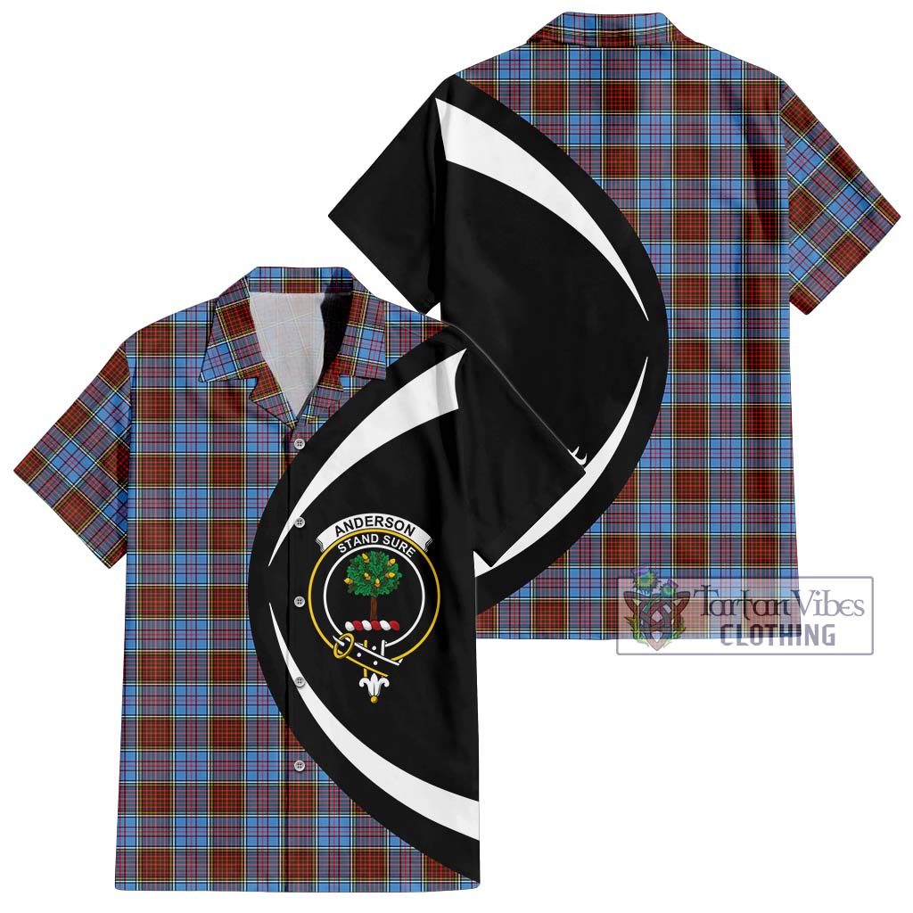 Anderson Modern Tartan Short Sleeve Button Up with Family Crest Circle Style Kid - Tartan Vibes Clothing