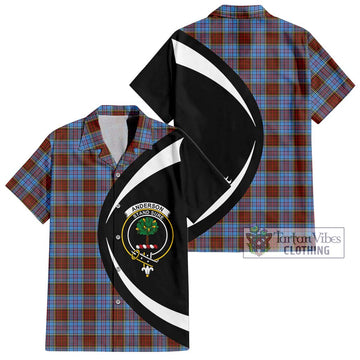 Anderson Modern Tartan Short Sleeve Button Up with Family Crest Circle Style