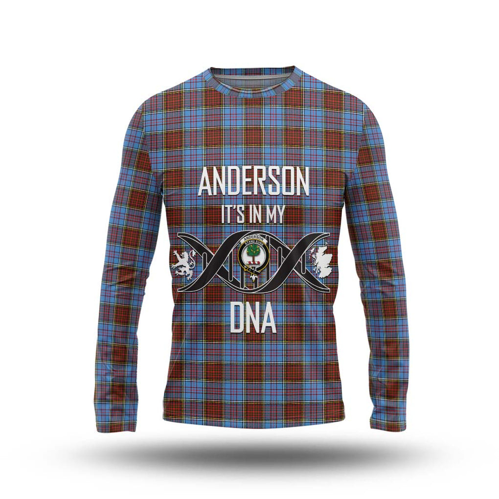 Anderson Modern Tartan Long Sleeve T-Shirt with Family Crest DNA In Me Style Unisex - Tartanvibesclothing Shop