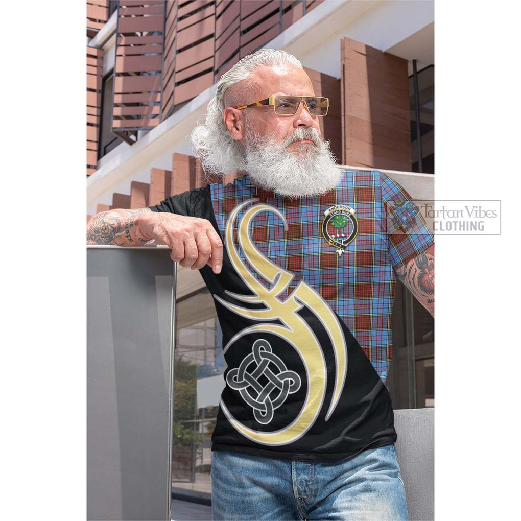 Tartan Vibes Clothing Anderson Modern Tartan Cotton T-shirt with Family Crest and Celtic Symbol Style