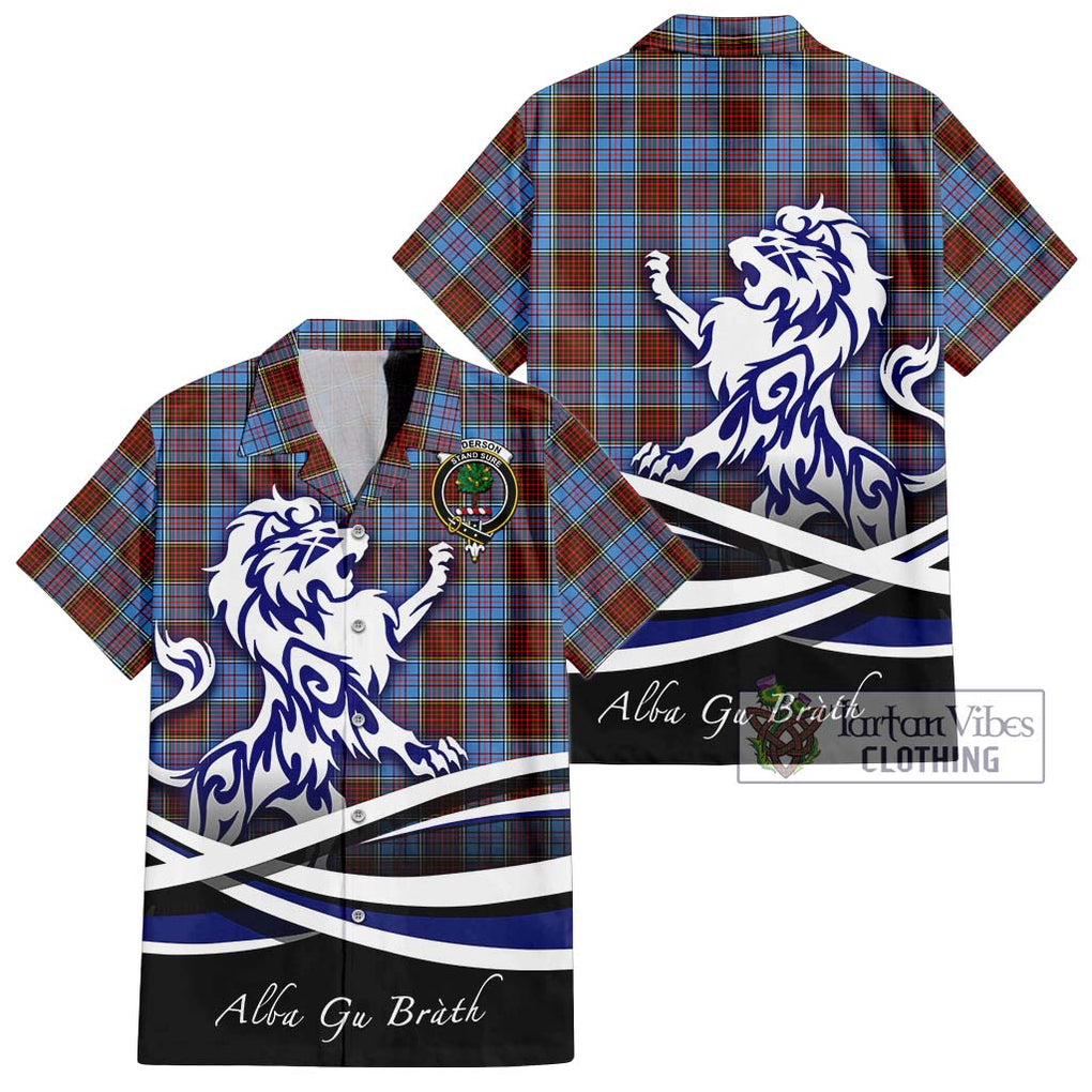 Anderson Modern Tartan Short Sleeve Button Shirt with Alba Gu Brath Regal Lion Emblem Kid - Tartanvibesclothing Shop