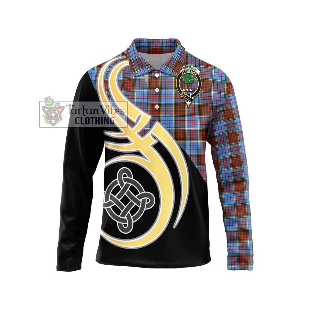 Anderson Modern Tartan Long Sleeve Polo Shirt with Family Crest and Celtic Symbol Style Unisex - Tartan Vibes Clothing