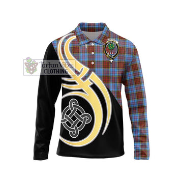 Anderson Modern Tartan Long Sleeve Polo Shirt with Family Crest and Celtic Symbol Style