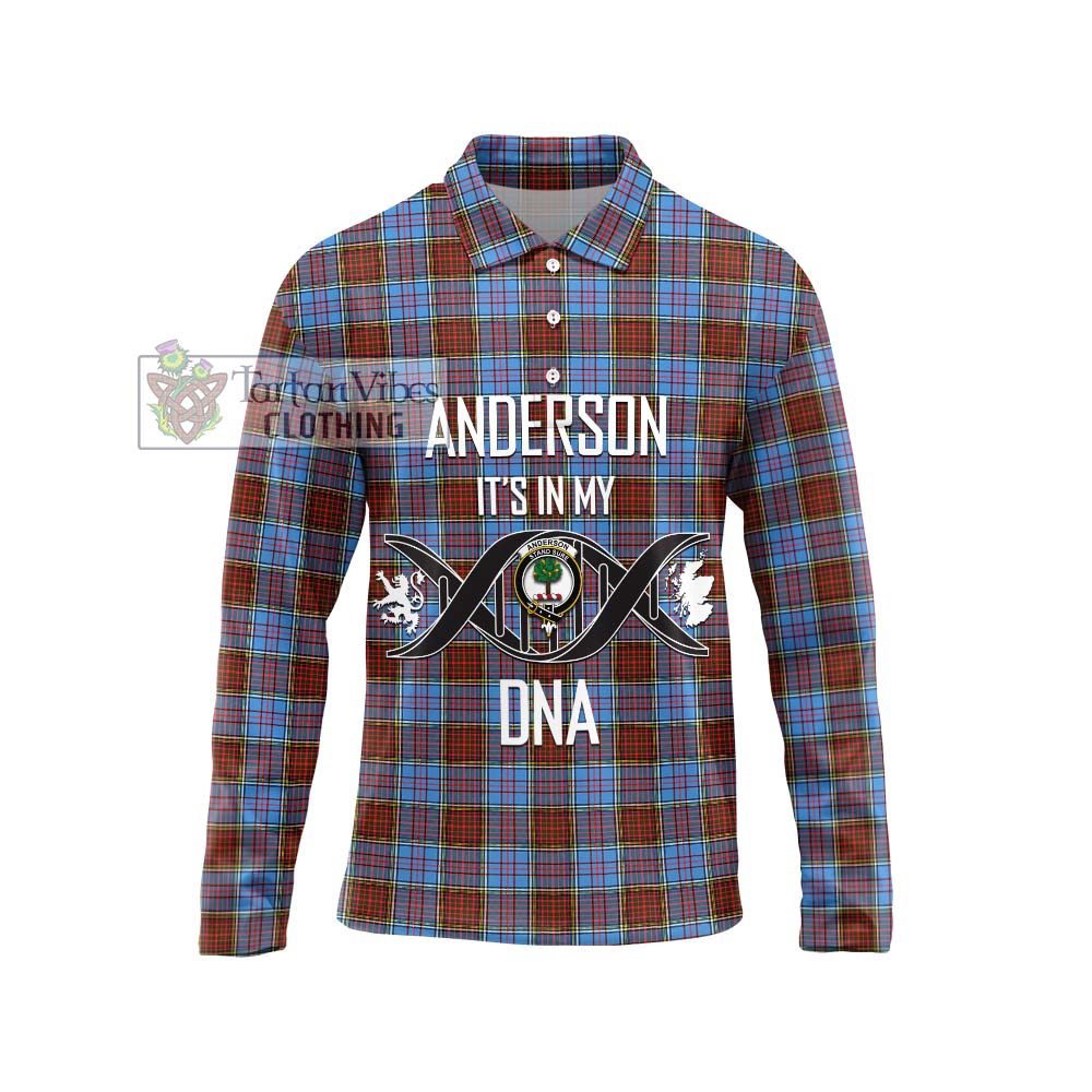 Anderson Modern Tartan Long Sleeve Polo Shirt with Family Crest DNA In Me Style Unisex - Tartanvibesclothing Shop