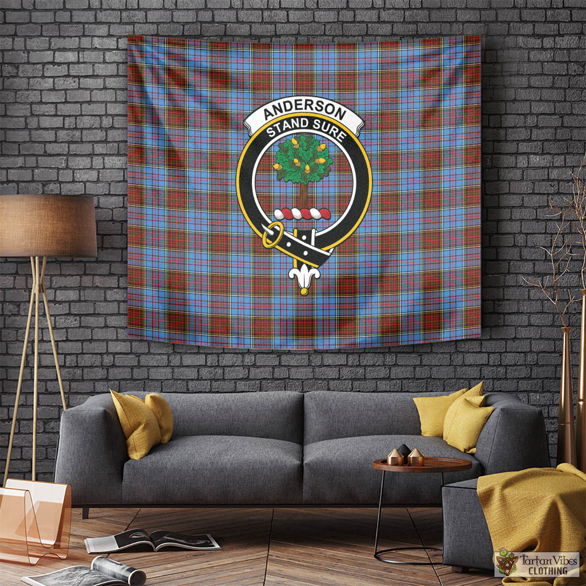 Tartan Vibes Clothing Anderson Modern Tartan Tapestry Wall Hanging and Home Decor for Room with Family Crest