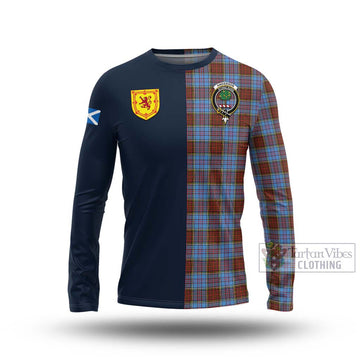 Anderson Modern Tartan Long Sleeve T-Shirt Alba with Scottish Lion Royal Arm Half Style