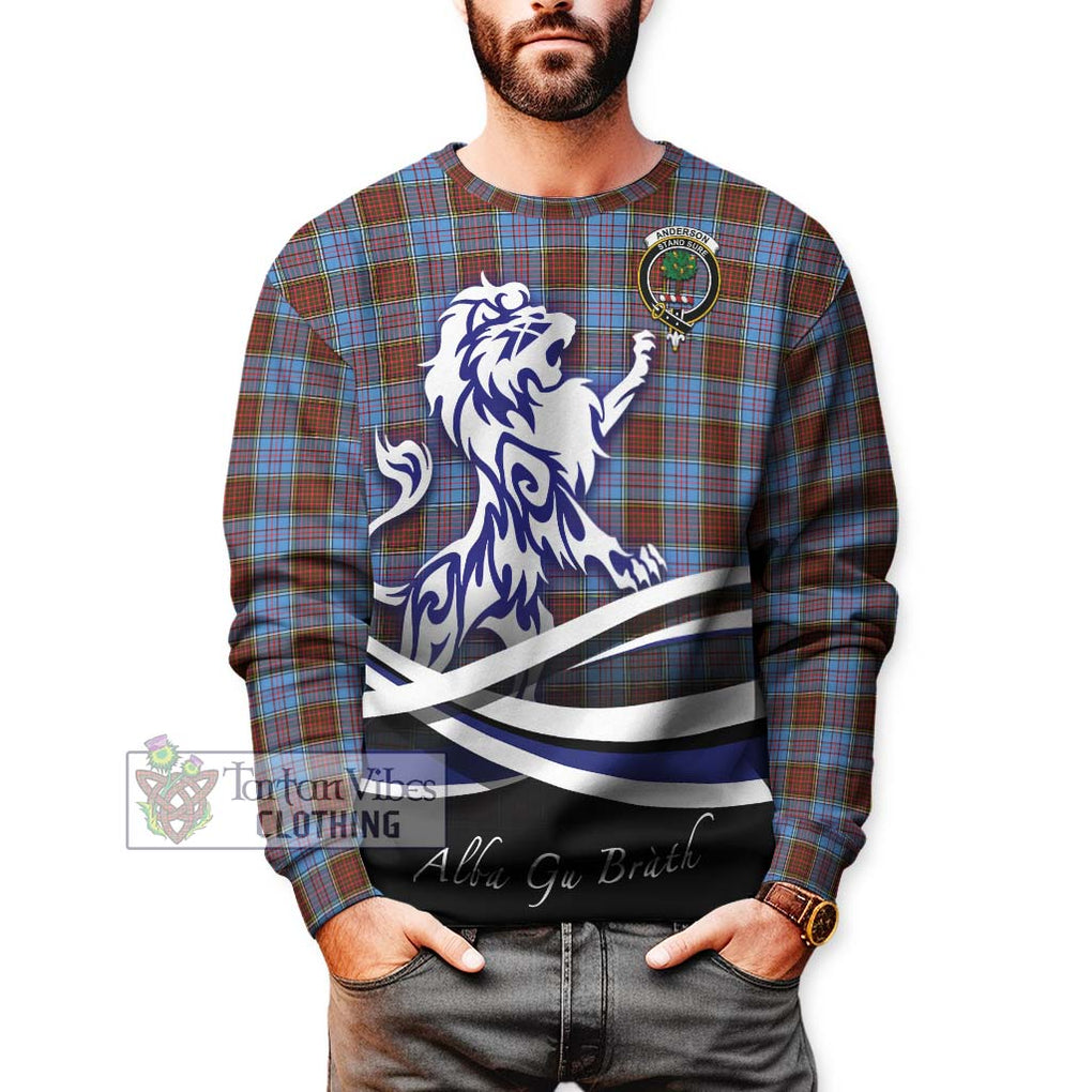 Anderson Modern Tartan Sweatshirt with Alba Gu Brath Regal Lion Emblem Unisex - Tartanvibesclothing Shop