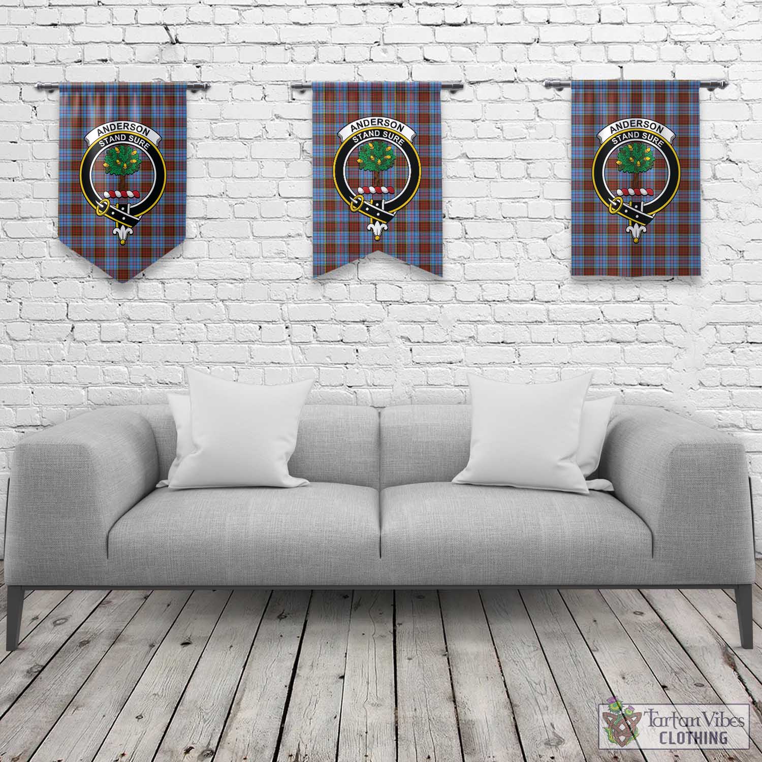 Tartan Vibes Clothing Anderson Modern Tartan Gonfalon, Tartan Banner with Family Crest