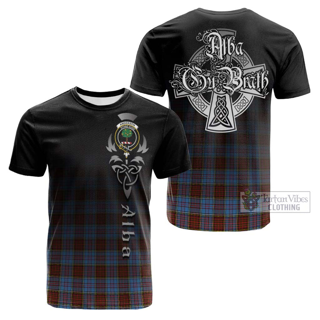 Tartan Vibes Clothing Anderson Modern Tartan Cotton T-shirt Featuring Alba Gu Brath Family Crest Celtic Inspired