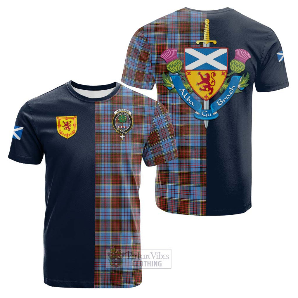 Tartan Vibes Clothing Anderson Modern Tartan Cotton T-shirt with Scottish Lion Royal Arm Half Style