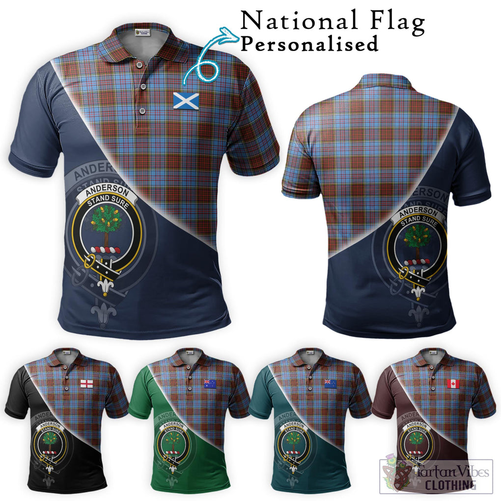 Anderson Modern Tartan Polo Shirt with Personalised National Flag and Family Crest Half Style Maroon - Tartanvibesclothing Shop