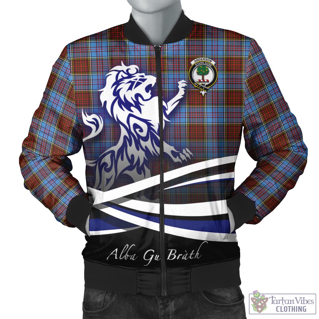 Tartan Vibes Clothing Anderson Modern Tartan Bomber Jacket with Alba Gu Brath Regal Lion Emblem