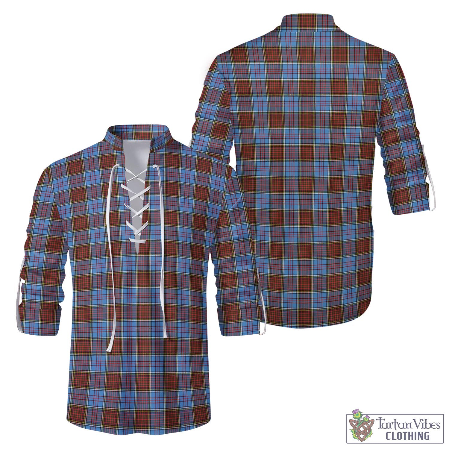 Tartan Vibes Clothing Anderson Modern Tartan Men's Scottish Traditional Jacobite Ghillie Kilt Shirt