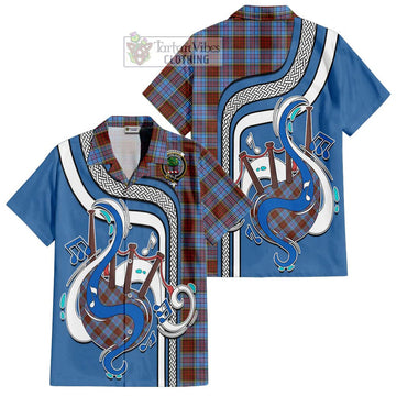 Anderson Modern Tartan Short Sleeve Button Shirt with Epic Bagpipe Style