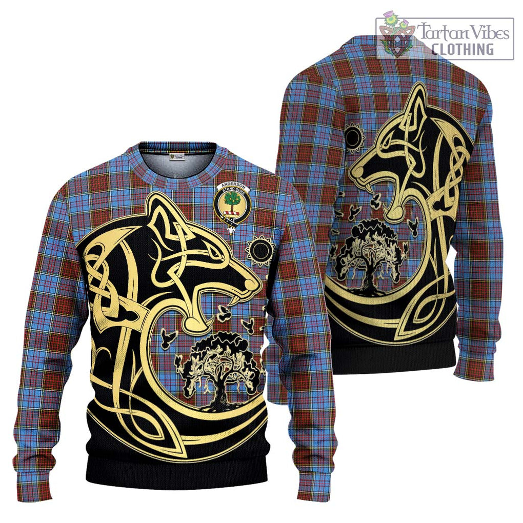 Anderson Modern Tartan Knitted Sweater with Family Crest Celtic Wolf Style Unisex - Tartan Vibes Clothing