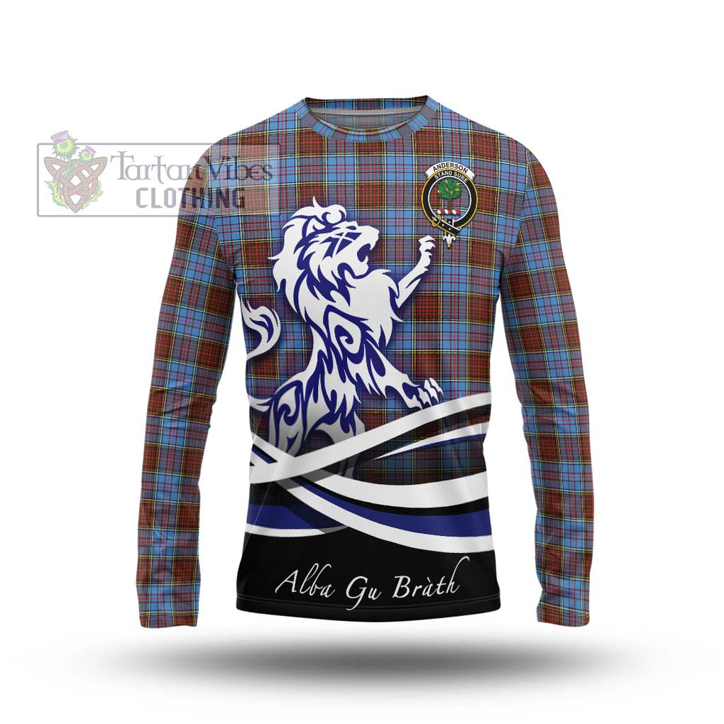 Anderson Modern Tartan Long Sleeve T-Shirt with Alba Gu Brath Regal Lion Emblem Unisex - Tartanvibesclothing Shop