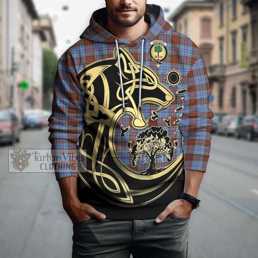 Anderson Modern Tartan Hoodie with Family Crest Celtic Wolf Style Zip Hoodie - Tartan Vibes Clothing