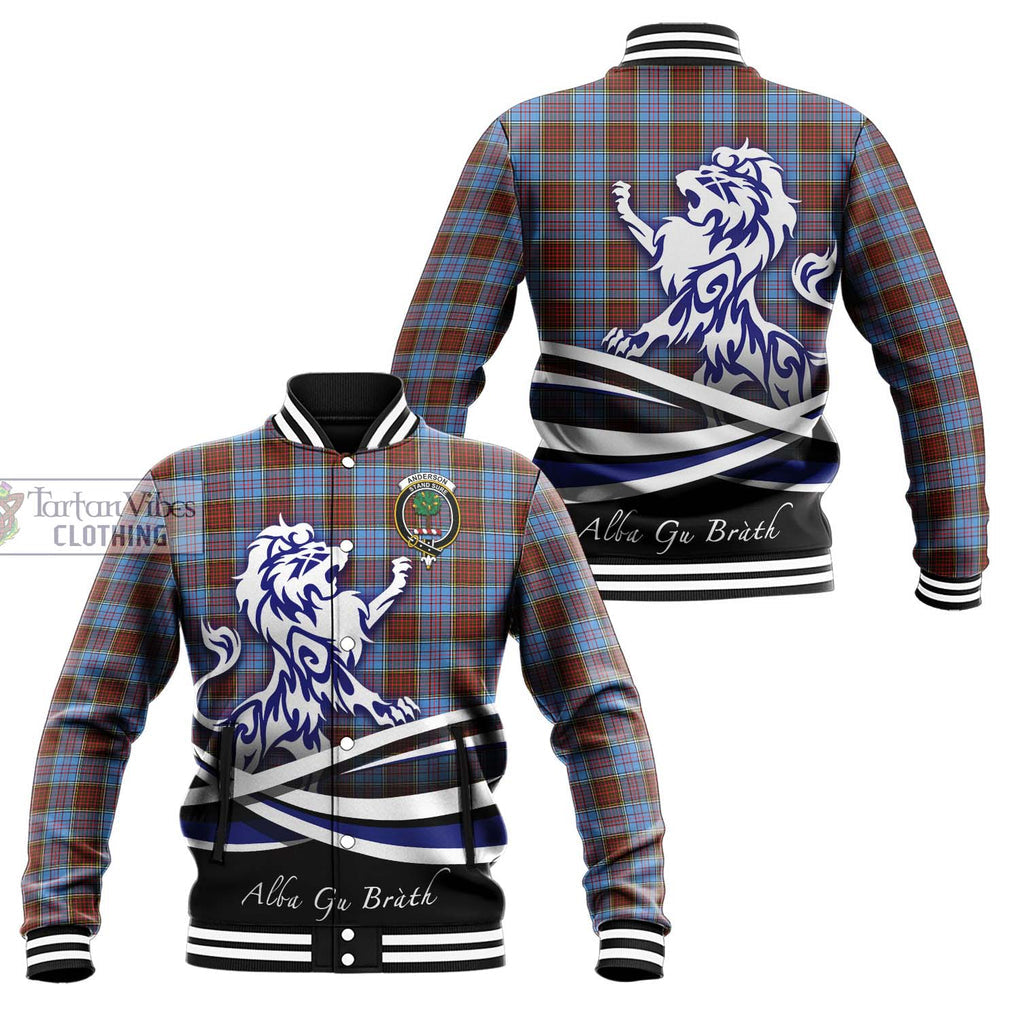 Anderson Modern Tartan Baseball Jacket with Alba Gu Brath Regal Lion Emblem Unisex - Tartanvibesclothing Shop