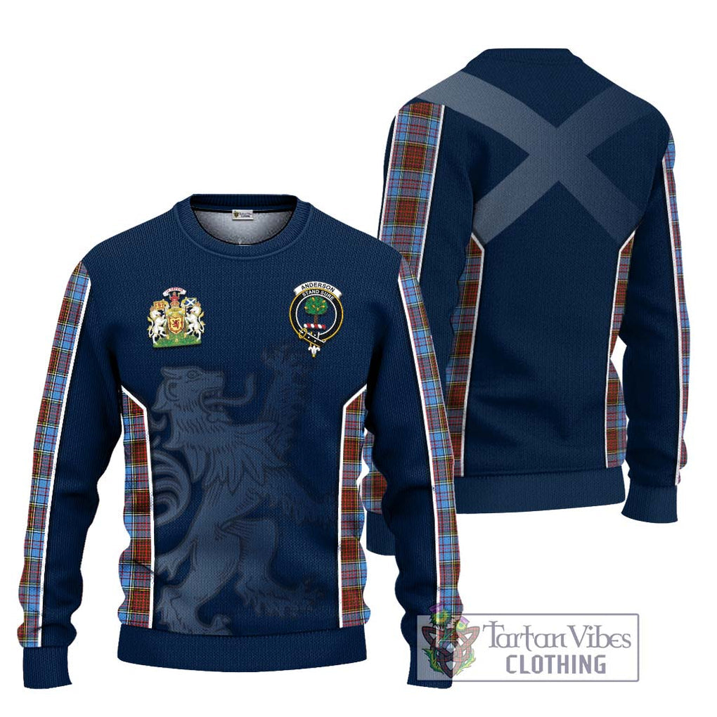 Anderson Modern Tartan Knitted Sweater with Family Crest and Lion Rampant Vibes Sport Style Unisex - Tartan Vibes Clothing