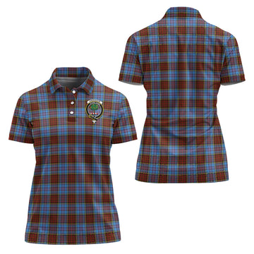 Anderson Modern Tartan Polo Shirt with Family Crest For Women