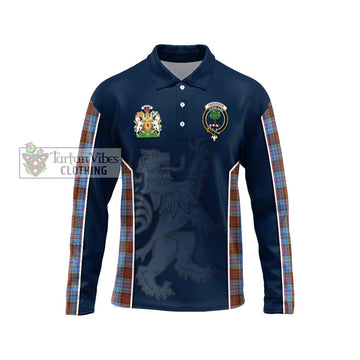 Anderson Modern Tartan Long Sleeve Polo Shirt with Family Crest and Lion Rampant Vibes Sport Style