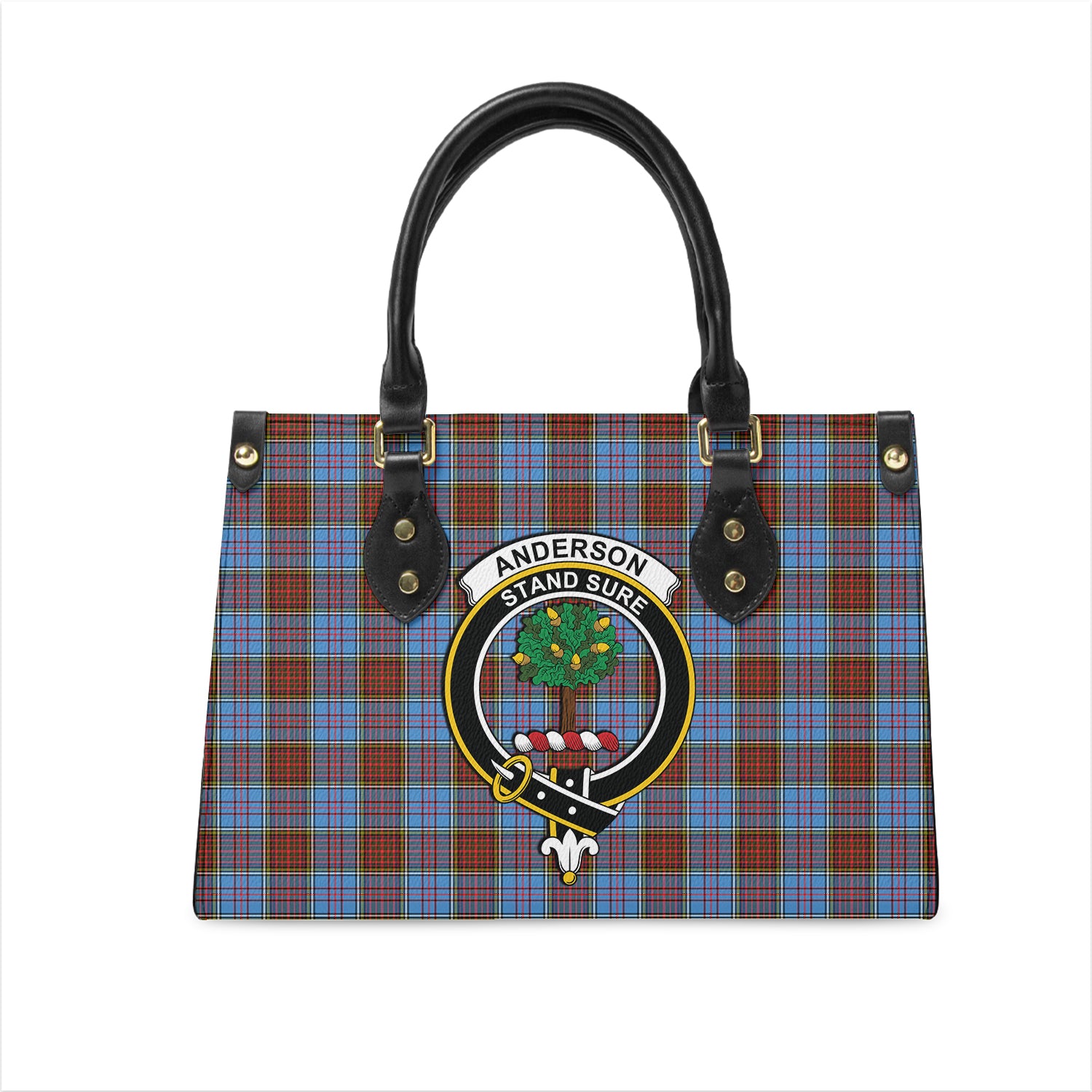 Anderson Modern Tartan Leather Bag with Family Crest One Size 29*11*20 cm - Tartanvibesclothing