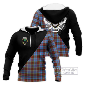 Anderson Modern Tartan Knitted Hoodie with Family Crest and Military Logo Style