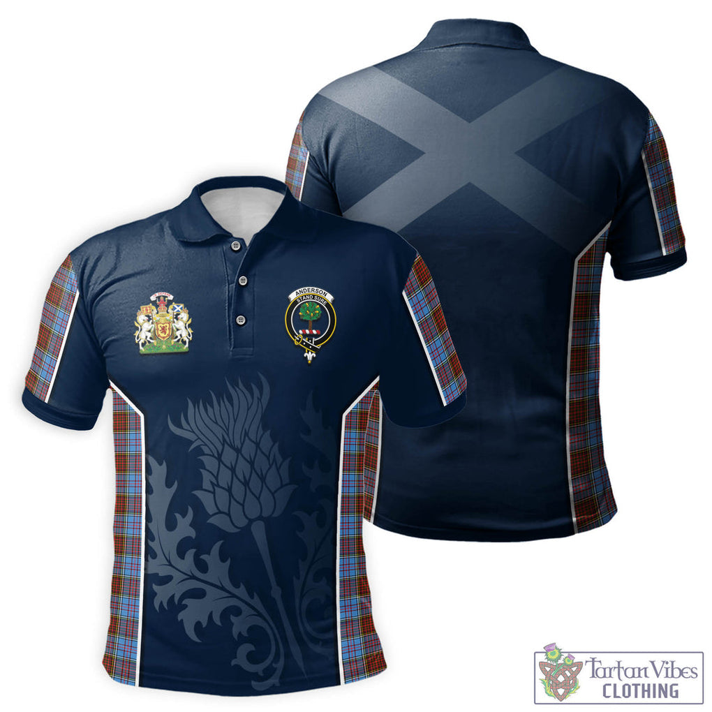 Tartan Vibes Clothing Anderson Modern Tartan Men's Polo Shirt with Family Crest and Scottish Thistle Vibes Sport Style