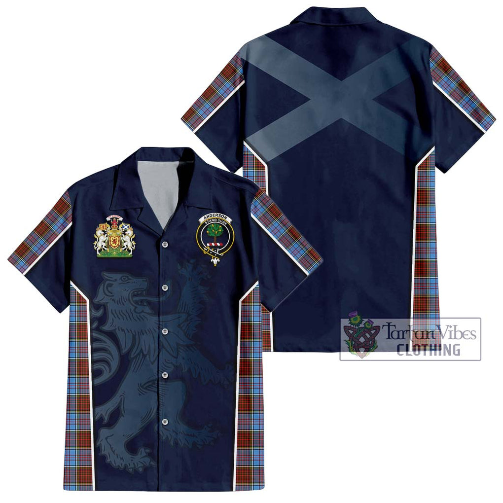 Anderson Modern Tartan Short Sleeve Button Shirt with Family Crest and Lion Rampant Vibes Sport Style Kid - Tartan Vibes Clothing