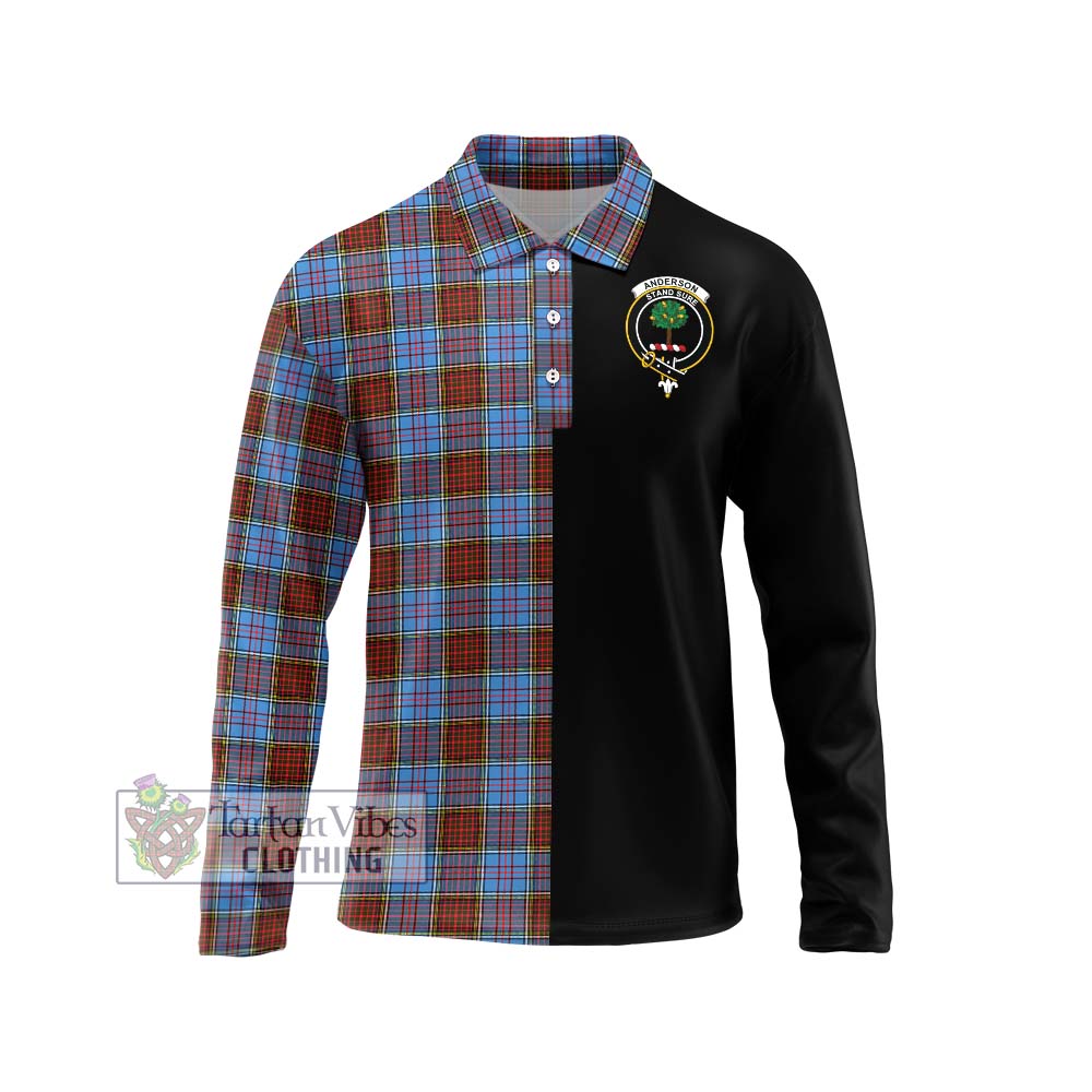 Anderson Modern Tartan Long Sleeve Polo Shirt with Family Crest and Half Of Me Style Unisex - Tartanvibesclothing Shop