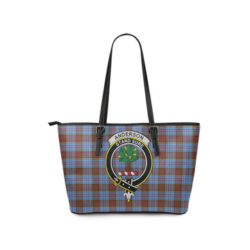 Anderson Modern Tartan Leather Tote Bag with Family Crest