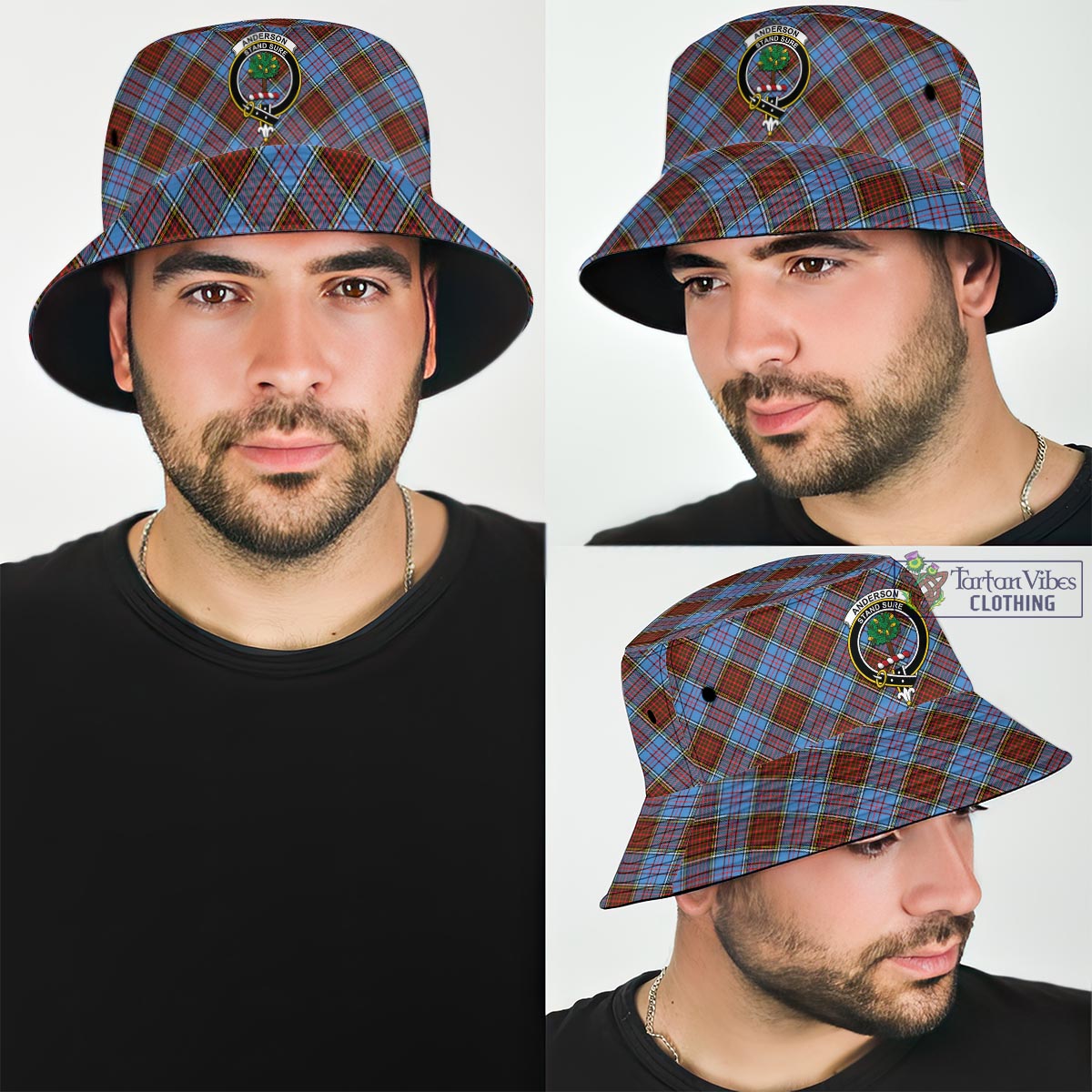 Tartan Vibes Clothing Anderson Modern Tartan Bucket Hat with Family Crest