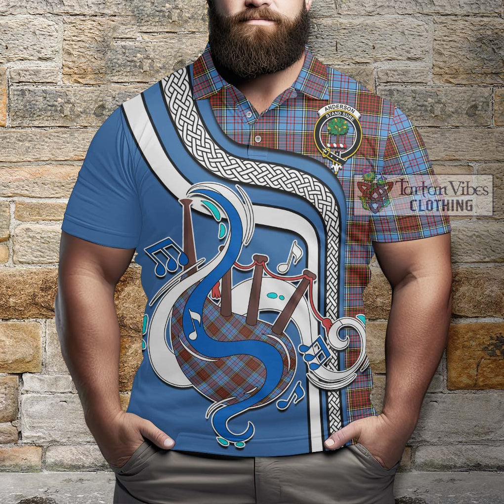 Tartan Vibes Clothing Anderson Modern Tartan Polo Shirt with Epic Bagpipe Style