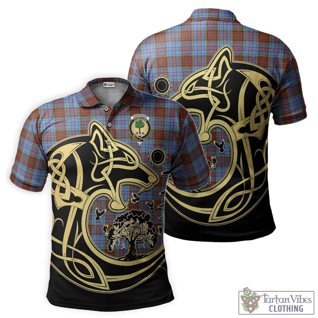 Anderson Modern Tartan Polo Shirt with Family Crest Celtic Wolf Style Kid - Tartanvibesclothing Shop