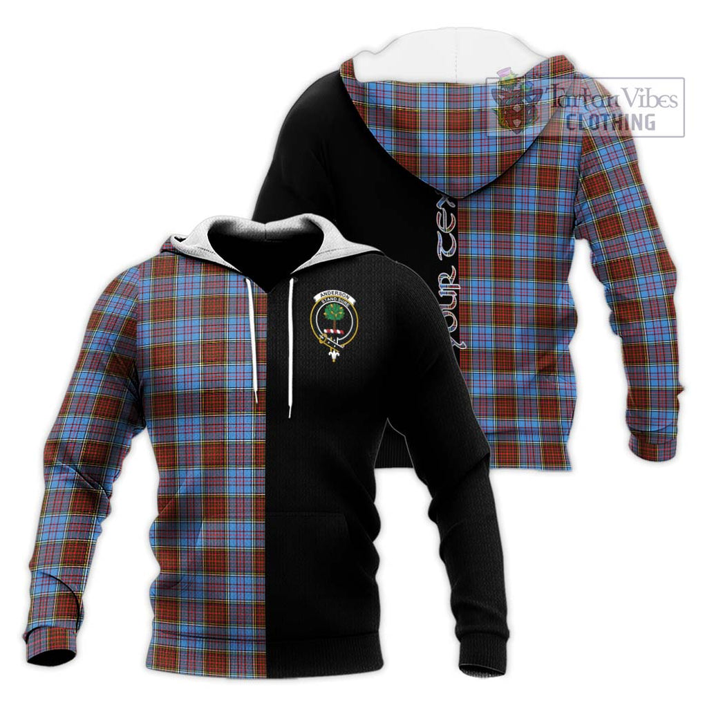 Anderson Modern Tartan Knitted Hoodie with Family Crest and Half Of Me Style Unisex Knitted Pullover Hoodie - Tartanvibesclothing Shop