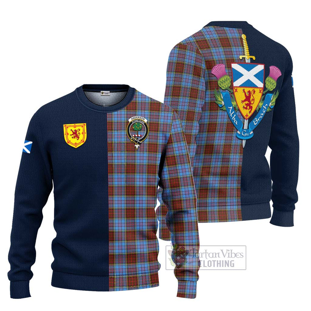 Tartan Vibes Clothing Anderson Modern Tartan Knitted Sweater with Scottish Lion Royal Arm Half Style