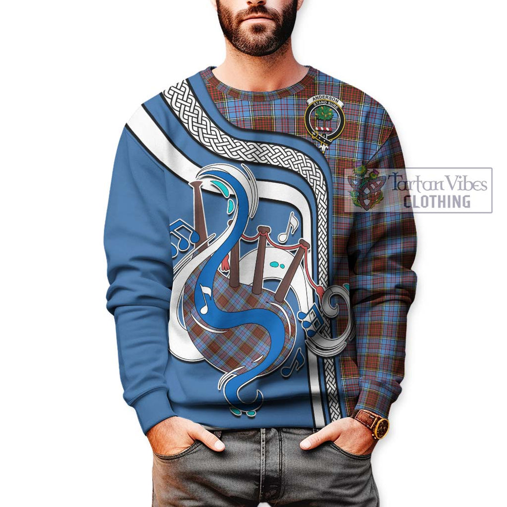 Anderson Modern Tartan Sweatshirt with Epic Bagpipe Style Unisex - Tartanvibesclothing Shop