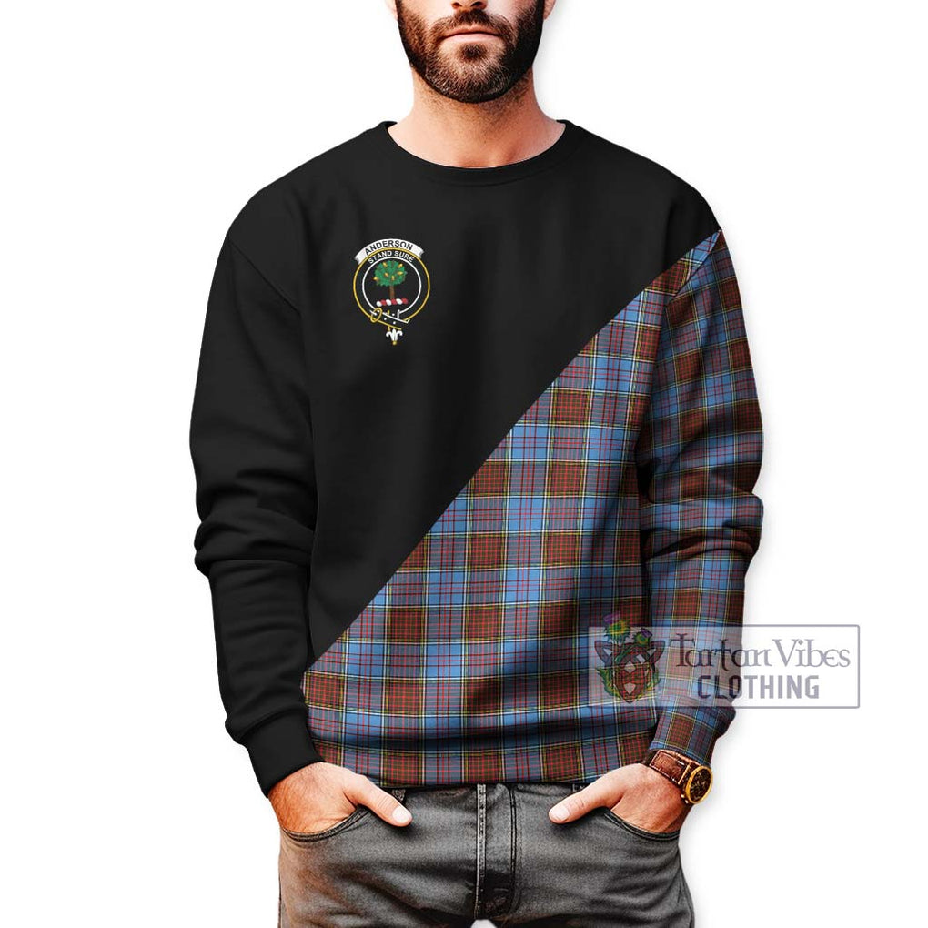 Anderson Modern Tartan Sweatshirt with Family Crest and Military Logo Style Unisex - Tartanvibesclothing Shop