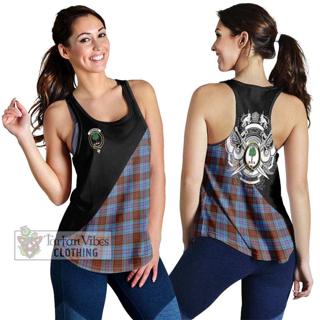 Anderson Modern Tartan Women's Racerback Tanks with Family Crest and Military Logo Style 4XL - Tartanvibesclothing Shop