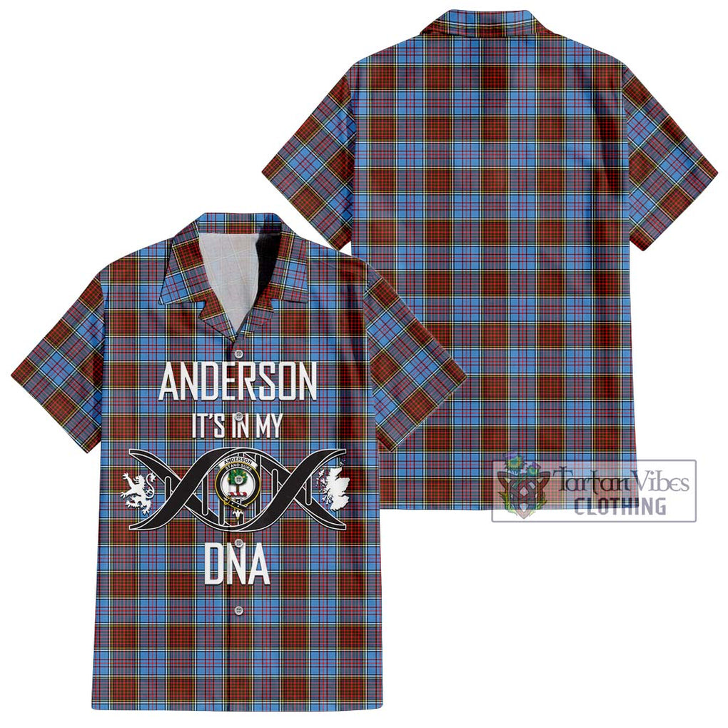 Anderson Modern Tartan Short Sleeve Button Shirt with Family Crest DNA In Me Style Kid - Tartanvibesclothing Shop