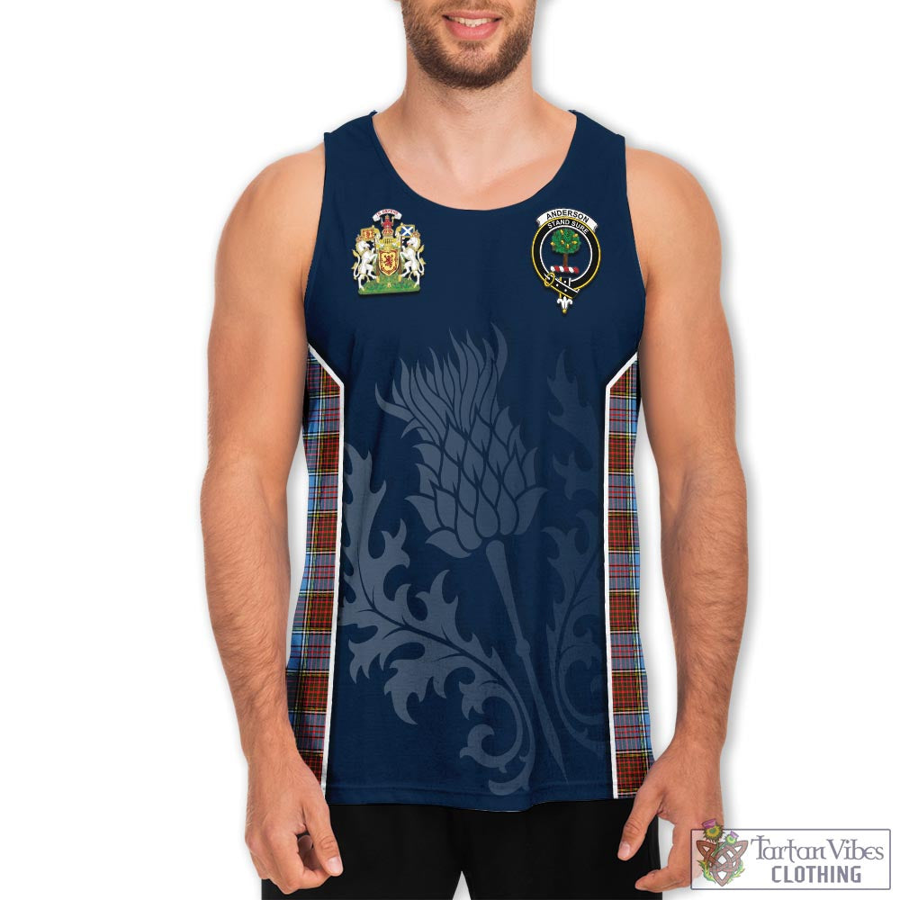 Tartan Vibes Clothing Anderson Modern Tartan Men's Tanks Top with Family Crest and Scottish Thistle Vibes Sport Style