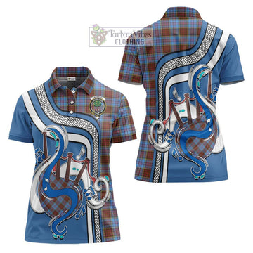 Anderson Modern Tartan Women's Polo Shirt with Epic Bagpipe Style