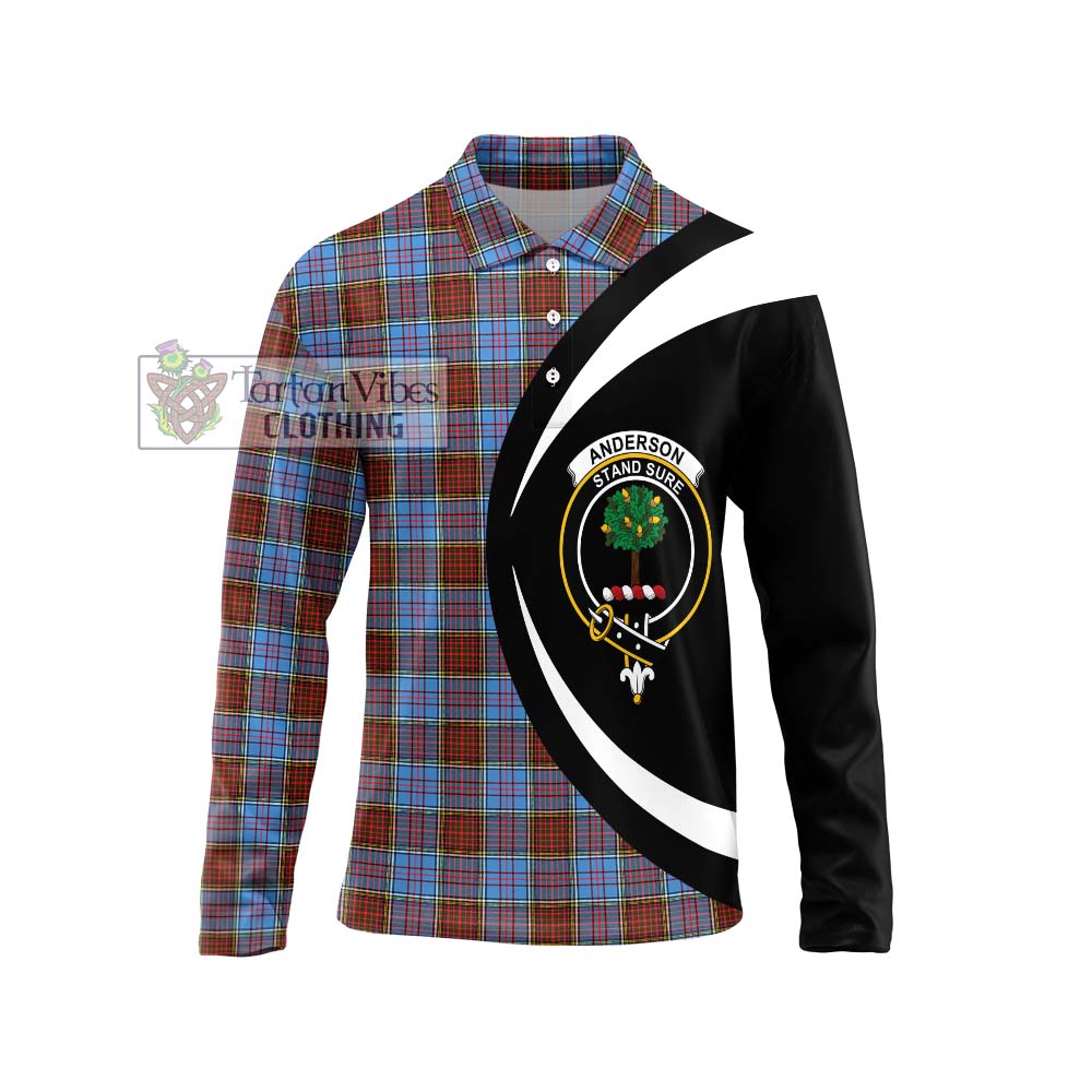 Anderson Modern Tartan Long Sleeve Polo Shirt with Family Crest Circle Style Unisex - Tartan Vibes Clothing