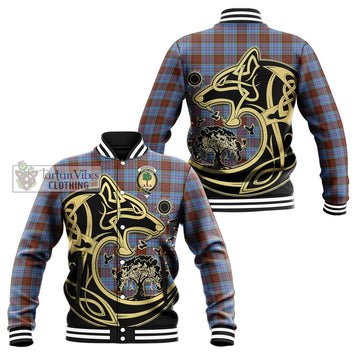 Anderson Modern Tartan Baseball Jacket with Family Crest Celtic Wolf Style