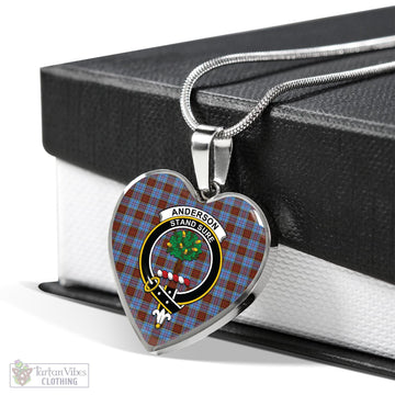 Anderson Modern Tartan Heart Necklace with Family Crest