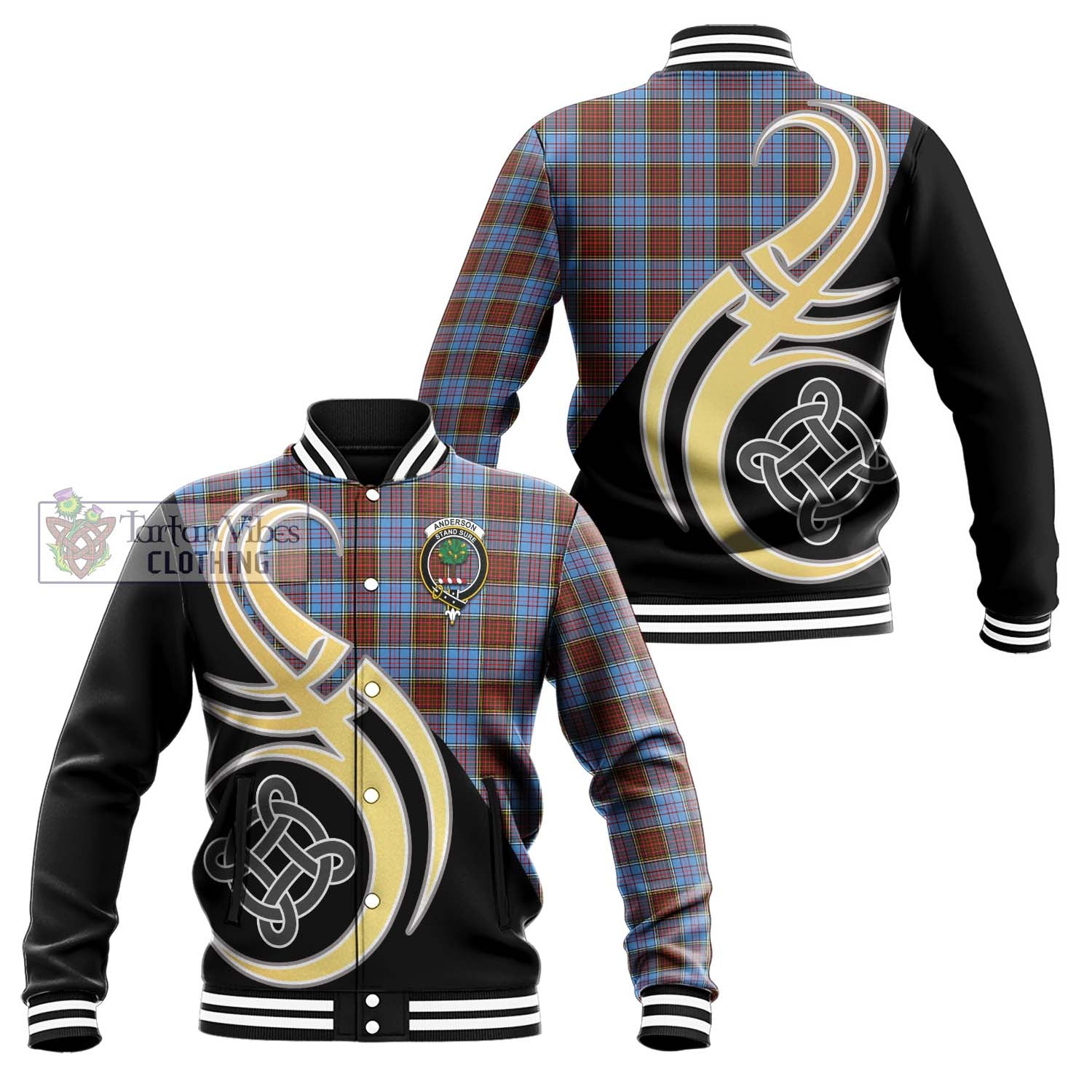 Anderson Modern Tartan Baseball Jacket with Family Crest and Celtic Symbol Style Unisex - Tartan Vibes Clothing