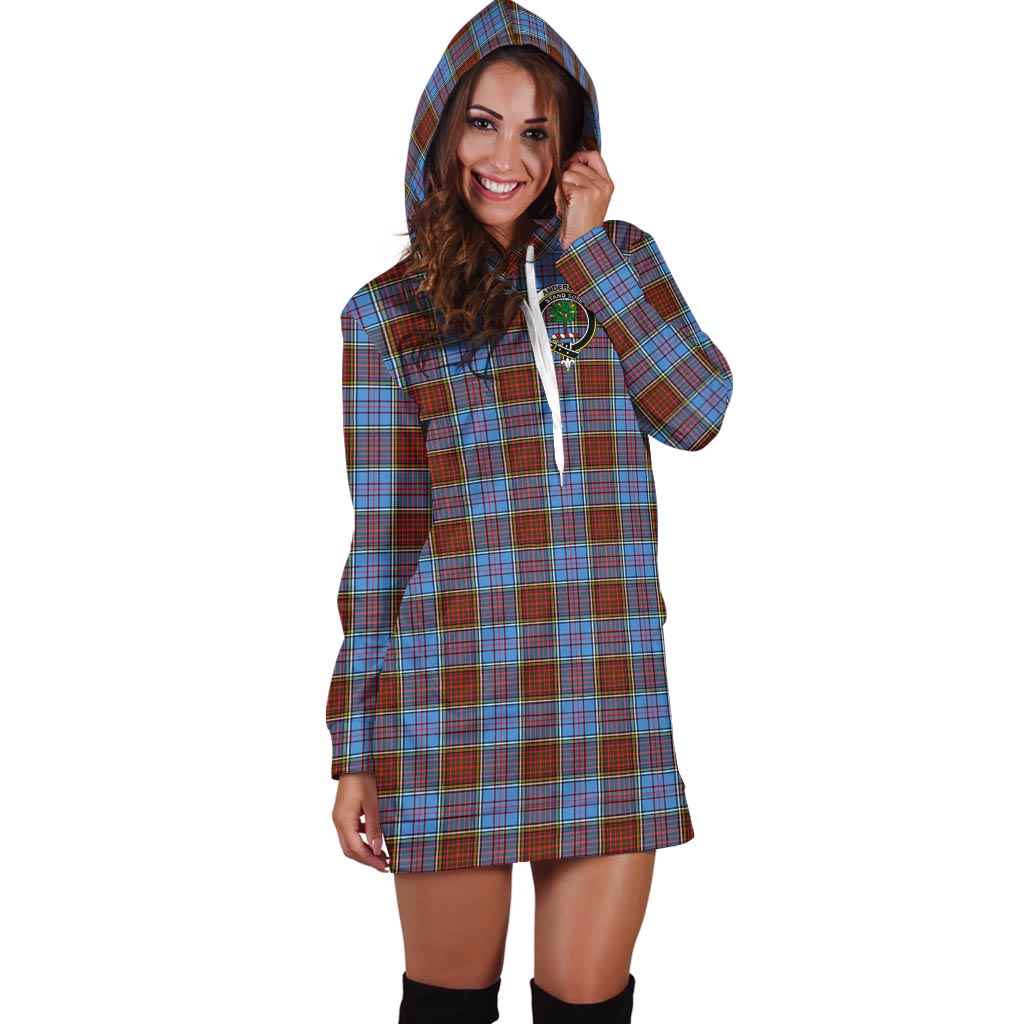 Anderson Modern Tartan Hoodie Dress with Family Crest - Tartan Vibes Clothing