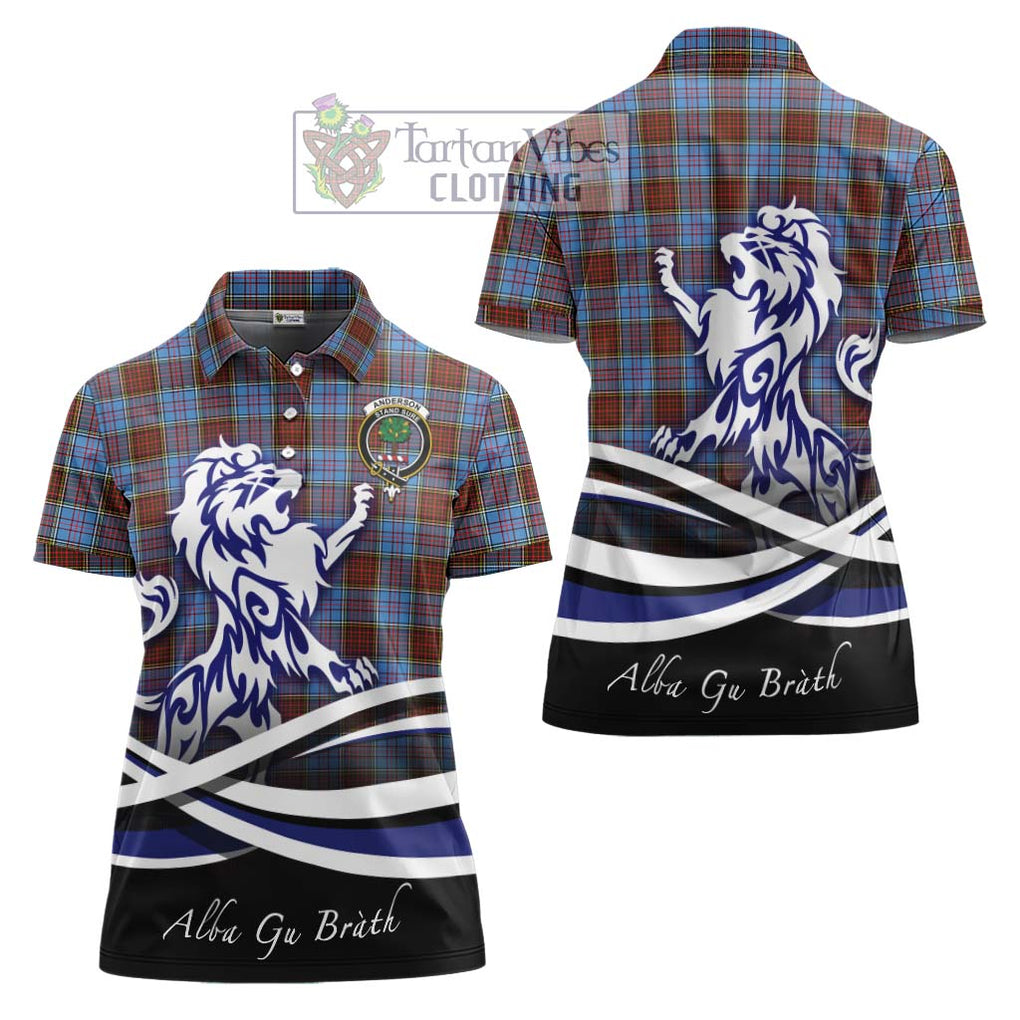 Anderson Modern Tartan Women's Polo Shirt with Alba Gu Brath Regal Lion Emblem Women - Tartanvibesclothing Shop