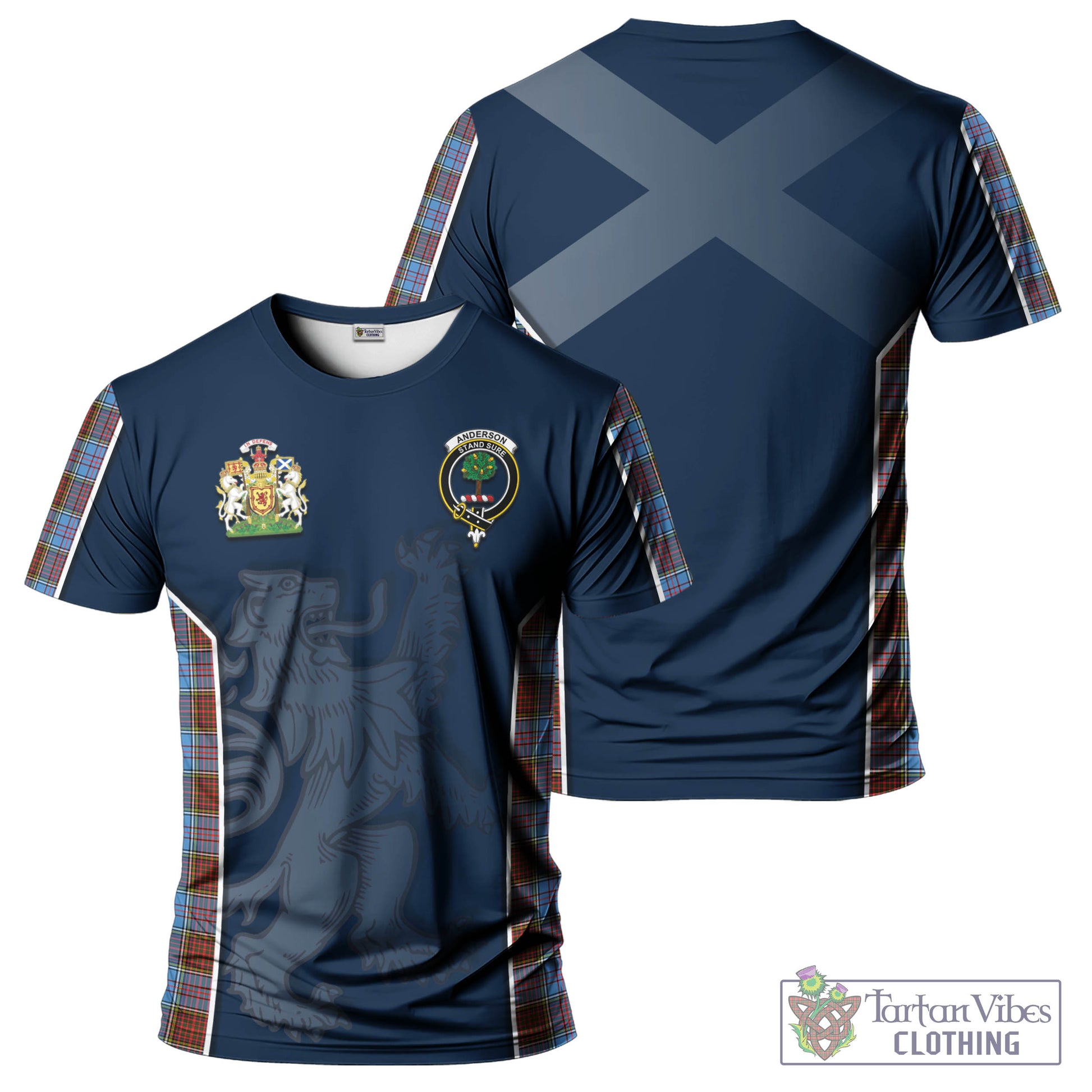 Tartan Vibes Clothing Anderson Modern Tartan T-Shirt with Family Crest and Lion Rampant Vibes Sport Style